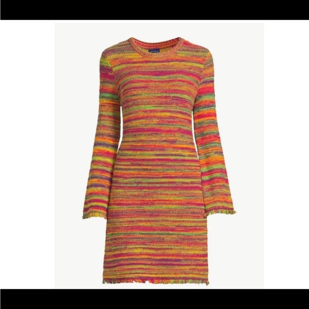 Women's Multicolor Striped Knit Midi Dress NWT Scoop Brand